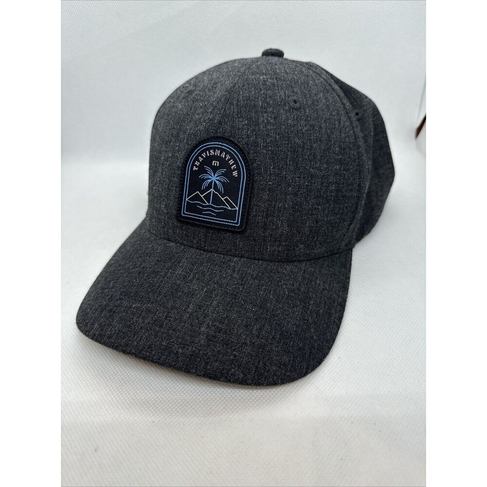 Travis Matthew Golf Flex Fit Small Medium Heather Gray Hat Palm Tree Island